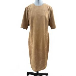 Anne Klein camel, suede, long, short sleeve dress